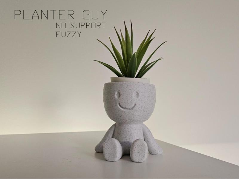 Planter Guy - Happy figurine with fuzzy skin