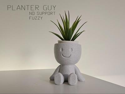 Planter Guy - Happy figurine with fuzzy skin