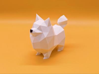 Low-poly Pomeranian - Animal Sculpture Ornament