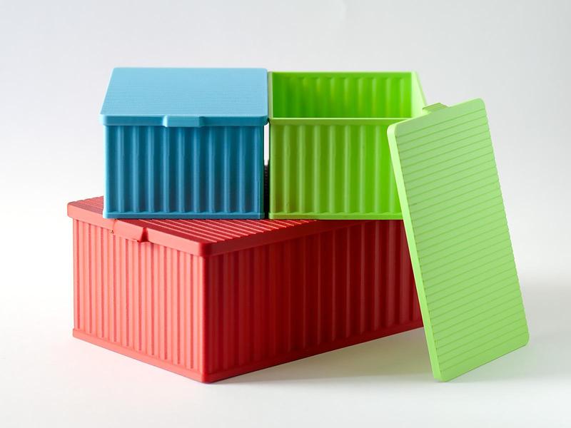 Compact Cargo Box w/ Lid, Shipping Container Style