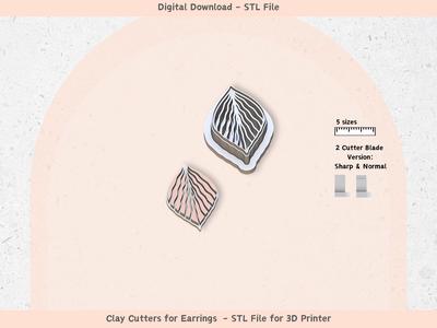 Polymer Clay Cutter STL Set – 5 Sizes, 2 Blade Types | Modern Minimalist Polymer Clay Earring Cutter