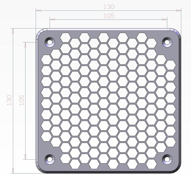 Fan grid 120mm external 130mm hexagonal M4