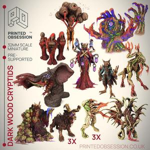 Cryptids of the Darkwoods - 18 Models -  PRESUPPORTED - Illustrated and Stats - 32mm scale