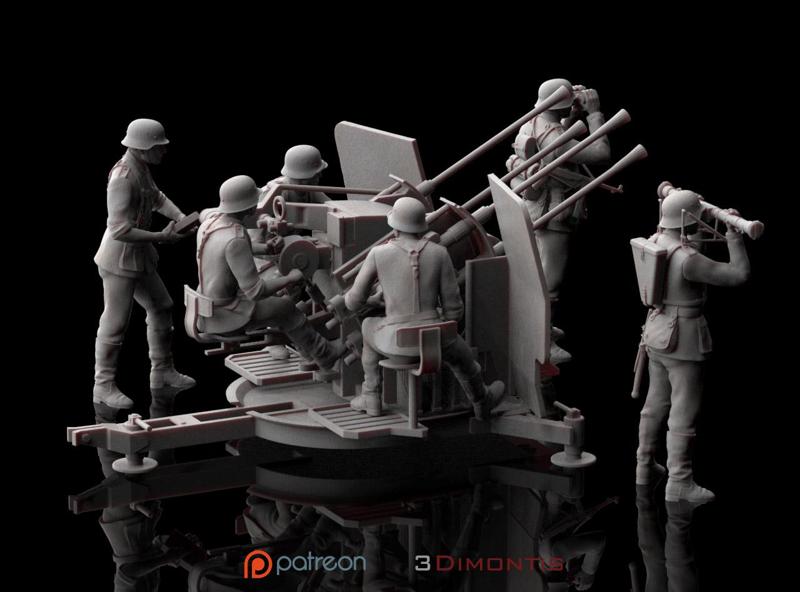 flak 38 and  german soldiers