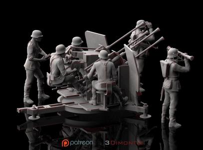 flak 38 and  german soldiers