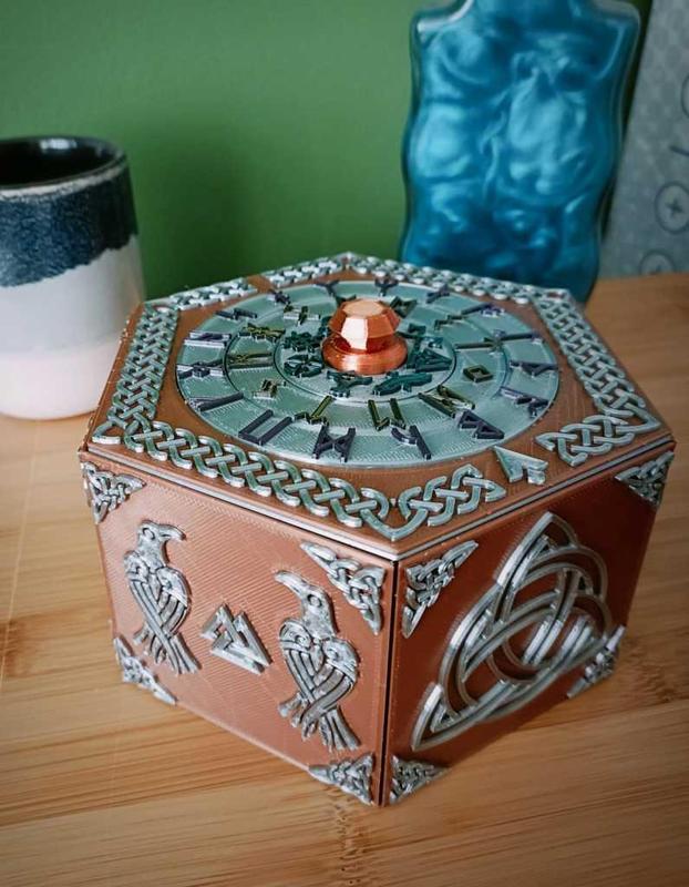 Concentric Combination Puzzle Box - Viking Style