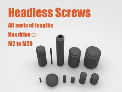 M2 - M20 Headless Hex Screws in various lengths (incl. STEP)