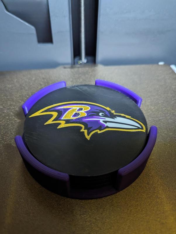 Baltimore Ravens Four Drink Coasters With Holder 