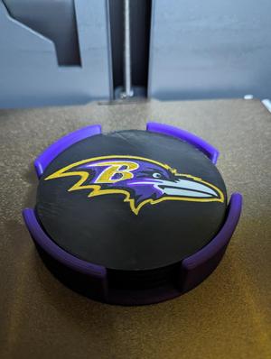 Baltimore Ravens Four Drink Coasters With Holder 