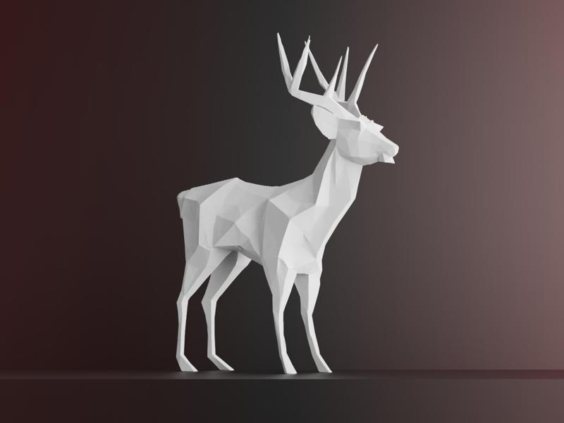 Low-Poly Deer Sculpture