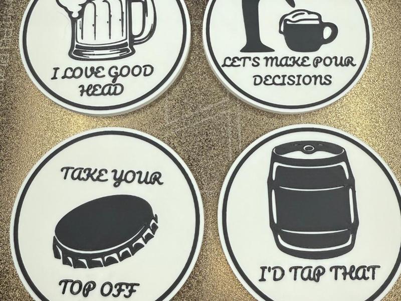 FUNNY BEER DRINKING COASTER SET 