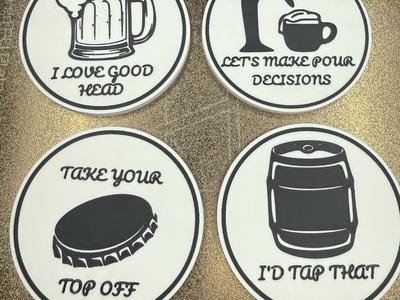 FUNNY BEER DRINKING COASTER SET 