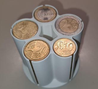 Euro coin holder + Lid + Funnel in 60mm, 100mm, 150mm