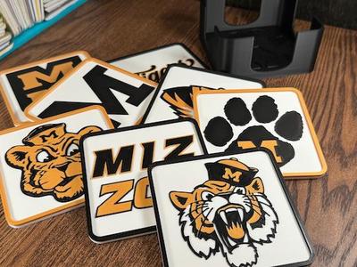 Missouri Tigers 8 Coaster Set with Caddy