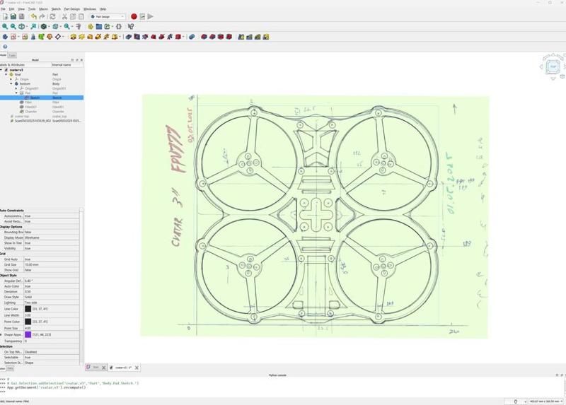 EACHINE CVATAR 3" Reinforcement bottom plate inkl FreeCad