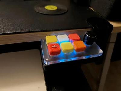 Macropad 3 keys 1/2 knobs under desk mount   