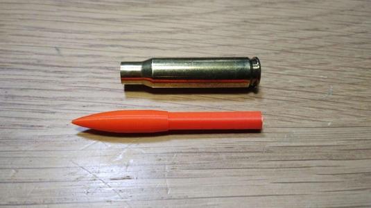  7.62x51mm NATO / .308 Winchester dummy bullet for empty cartridge with hex shank bit