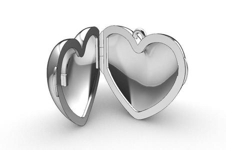 Heart locket with integrated hinge and clasp - 30mm