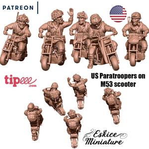 US paratroopers on M53 scooter - 28mm