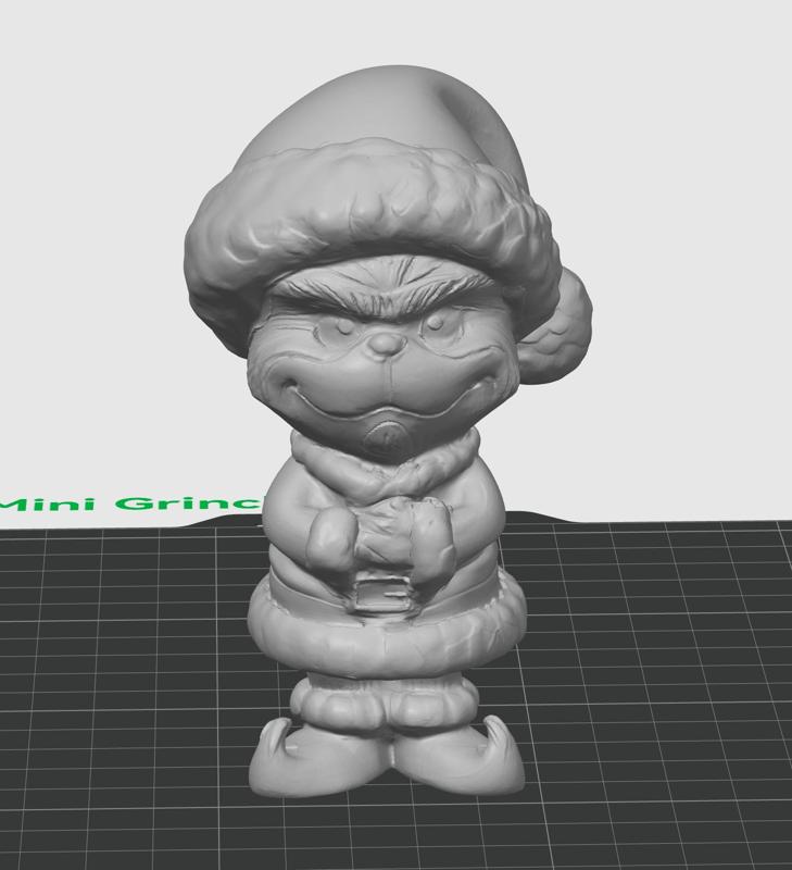 Grinch Christmas Cute Mini Toy - 3D print STL and multicolor 3MF file