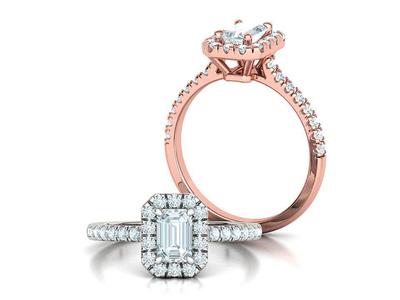 Classic Engagement Halo Ring 6x4 Emerald Cut stone 3dprint ring