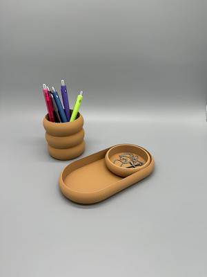 Bubble Catchall Tray Set with Pen Holder