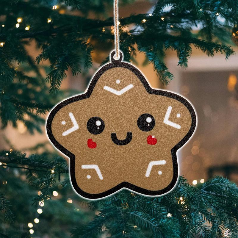 Cute Kawaii Gingerbread Star Christmas Ornament
