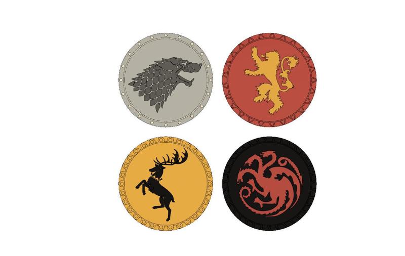 Game Of Thrones Set Of 6 Multicolor Coasters With Base
