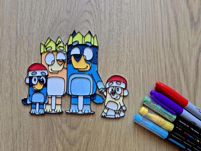 Bluey Christmas Family Mom Dad Bingo DIY Coloring