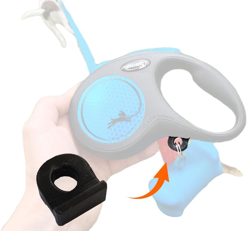 Dog leash Flexi Connector for waste bags or treats