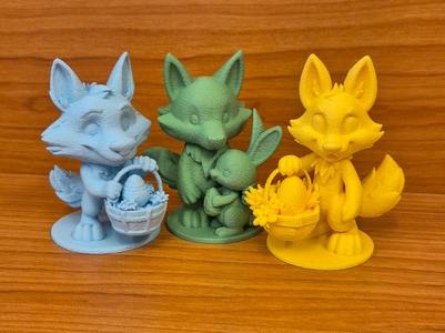 3x Easter decorations, wolf or fox figurine? Bunny