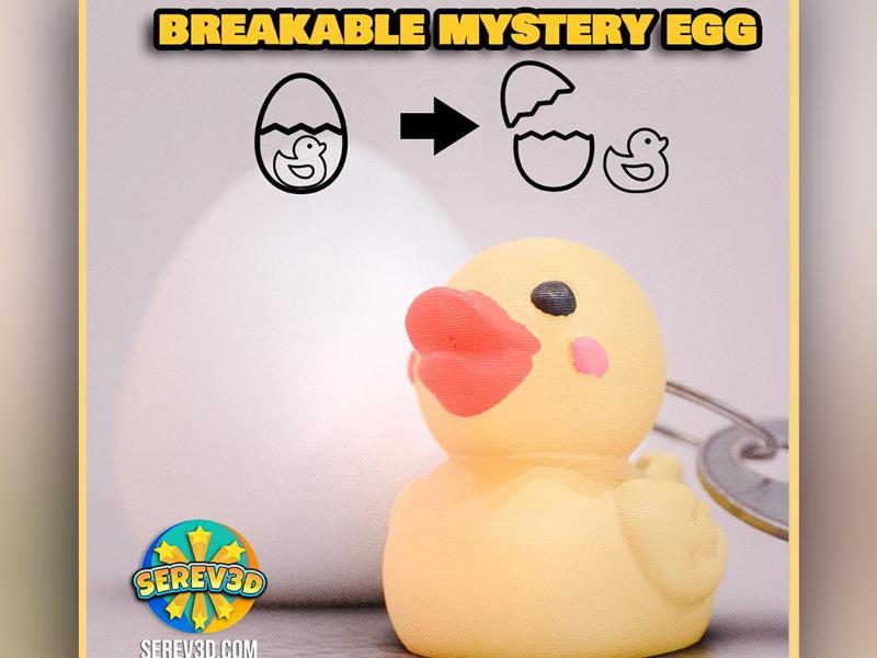 Rubber Duck Keychain in Breakable Easter Egg