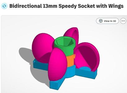 Bidirectional 13 mm Speedy Socket with Wings