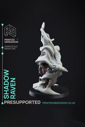 Shadow Raven - Elemental Familars - PRESUPPORTED - Illustrated and Stats - 32mm scale			