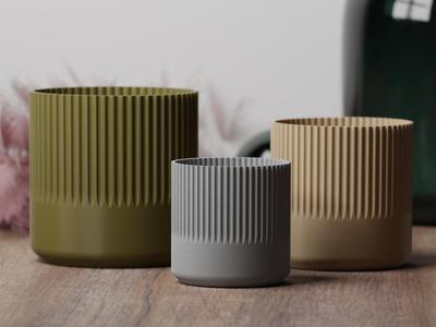 Modern Vase pot Half half grooved Different sizes