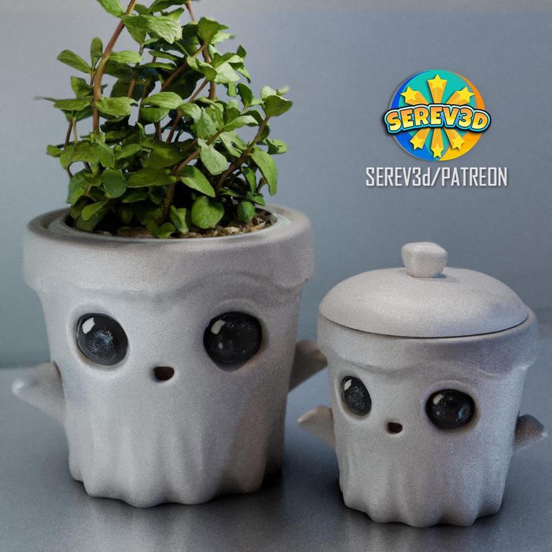 Boo Ghost - Flower Pot and Mini Container - Multicolor 3MF & STL Model