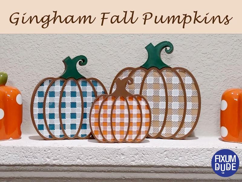 Gingham Pattern Fall Pumpkin Decorations