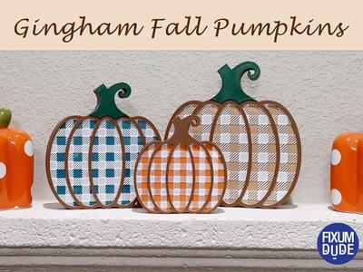 Gingham Pattern Fall Pumpkin Decorations
