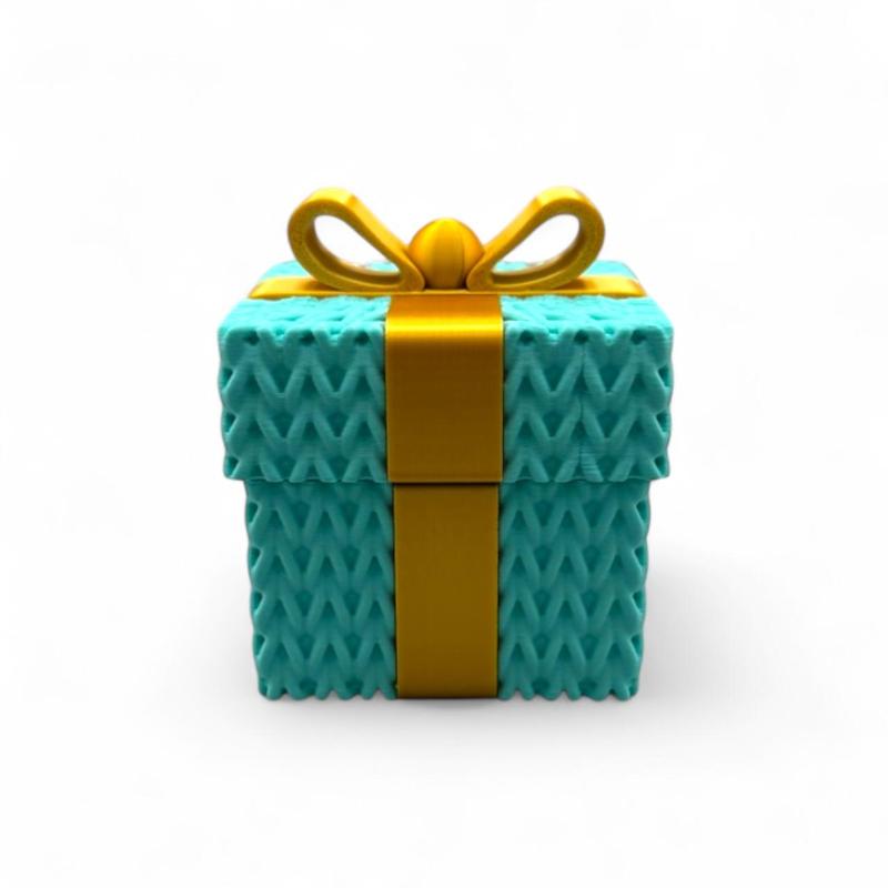 Holiday Knitted Gift Box Container - Snap On Lid 