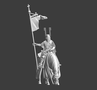Medieval German knight, mounted with banner