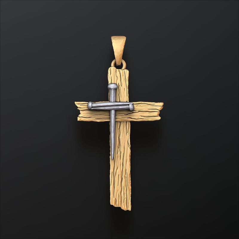 Wooden Cross Pendant v2