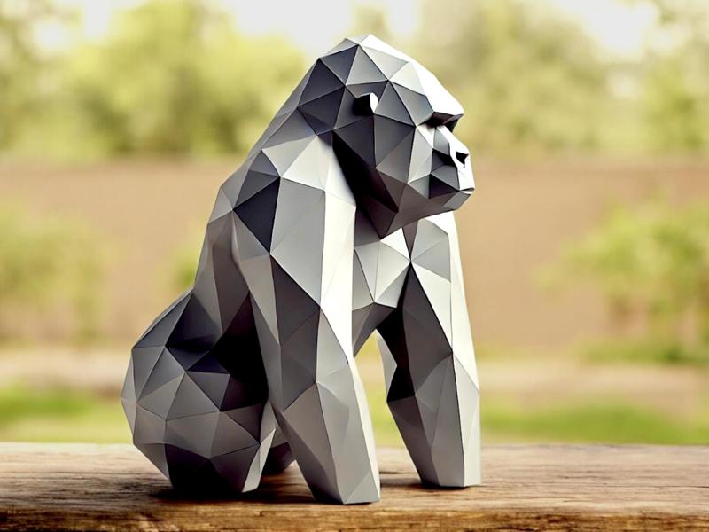 Modern Low Poly Gorilla Decor