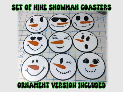 Snowman Ornaments & Coaster Set of 9