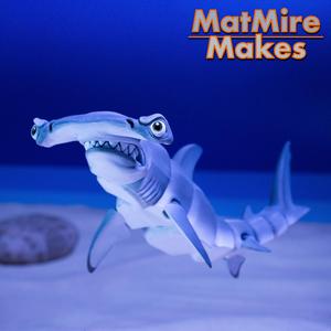 Hammerhead Shark Articulated Toy, Print-In-Place Body, Snap-Fit Head, Cute Flexi
