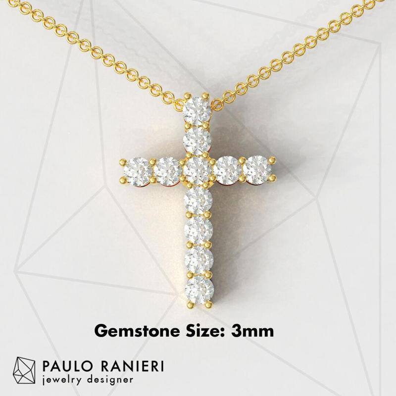 3mm Gemstone Cross Pendant