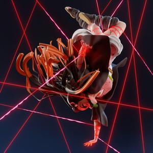 Nezuko person hanging from metal frame