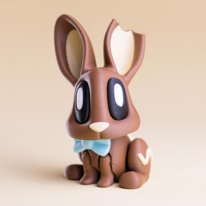 Blob Chocolate Bunny - Articulated Flexi Art Toy and Magnetic Egg