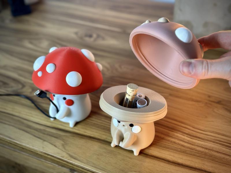 Cable Holder Cute Mushroom - Secret Stash - Print-in-Place