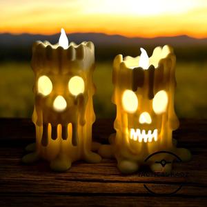 Spooky Melting Skull Candles –  Halloween Decor Tea Light Candles