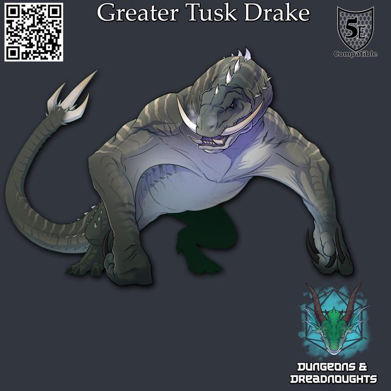Greater Tusk Drake  - 5e Stats/ Monster / Custom Item Card Included